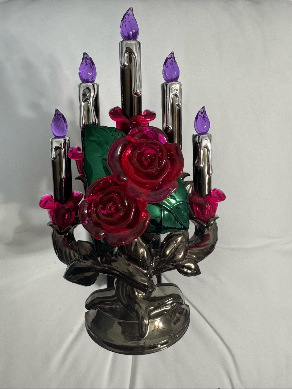 Bath & Body Halloween light up plug in chandelier with Pink Roses Purple Flames